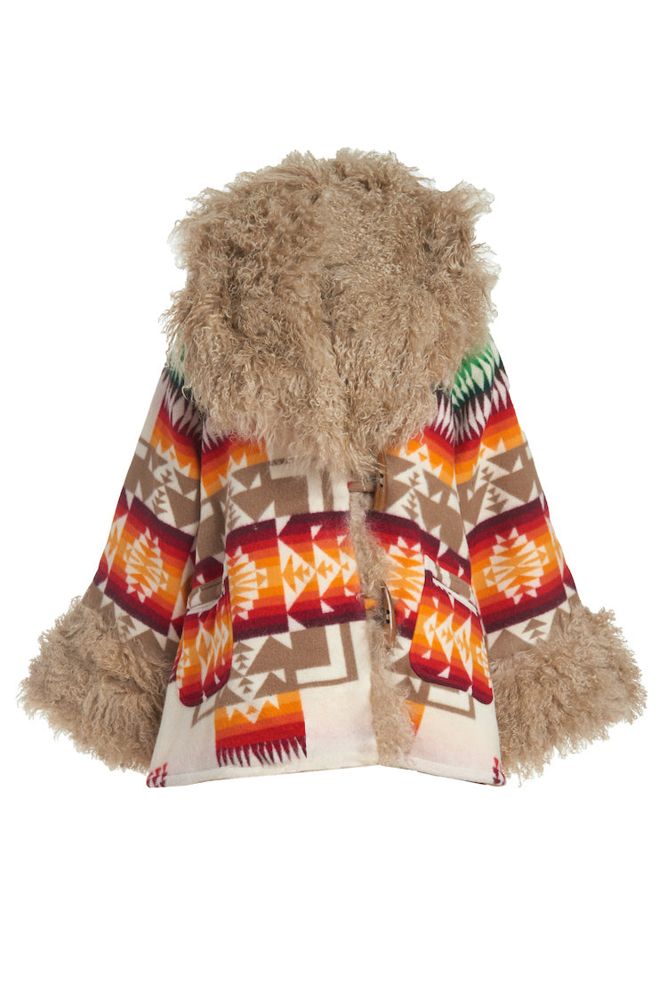 Chief Joseph Ivory Shearling Cloak