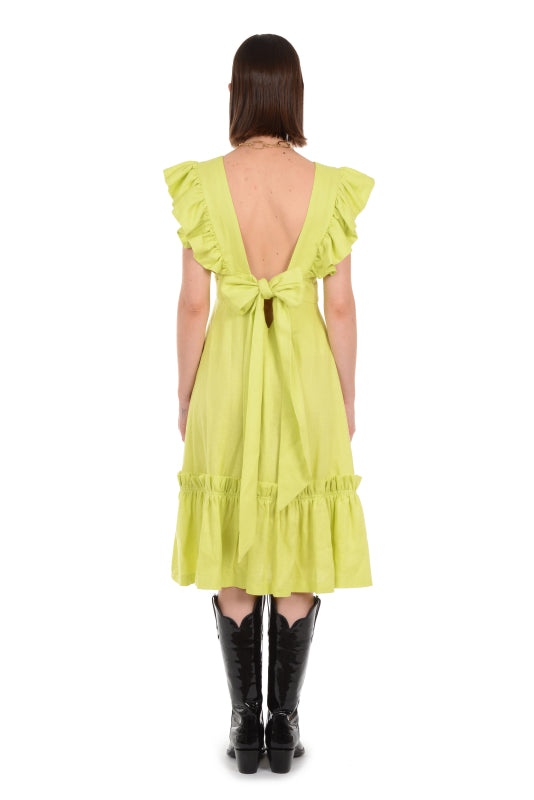 Quinoa Dress Chartreuse Linen