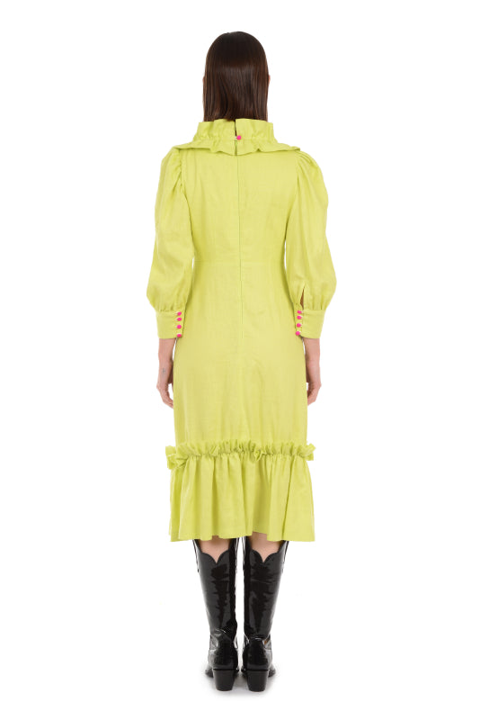 Isabelle Dress Chartreuse Linen