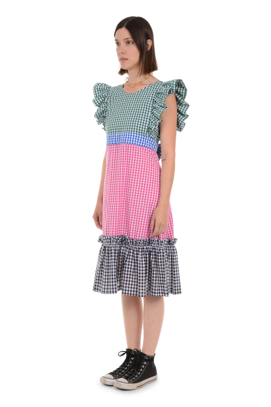 Green, Blue, Pink, & Black Gingham Quinoa Dress