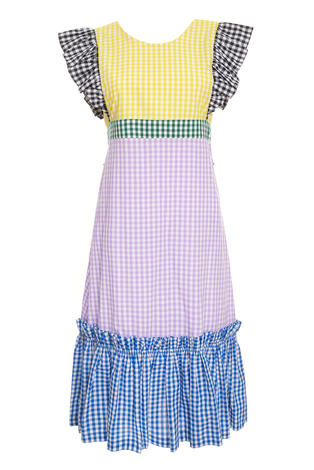 Black, Yellow, Green, Purple & Blue Gingham Quinoa Dress