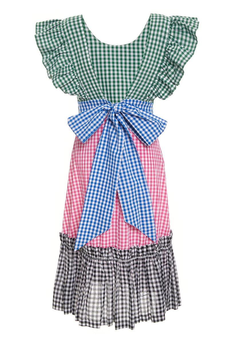 Green, Blue, Pink, & Black Gingham Quinoa Dress
