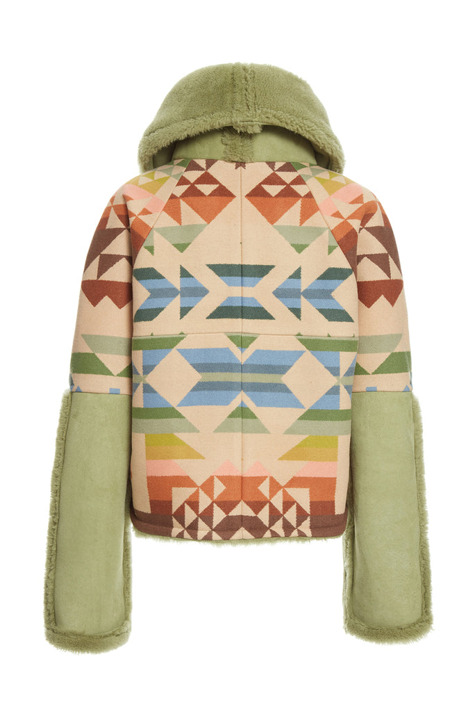 Sage peach skin oversized hooded online puffer