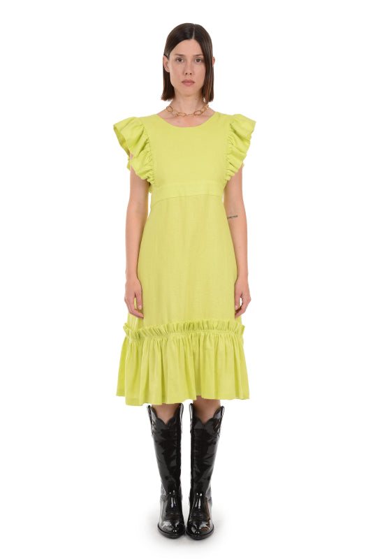 Quinoa Dress Chartreuse Linen