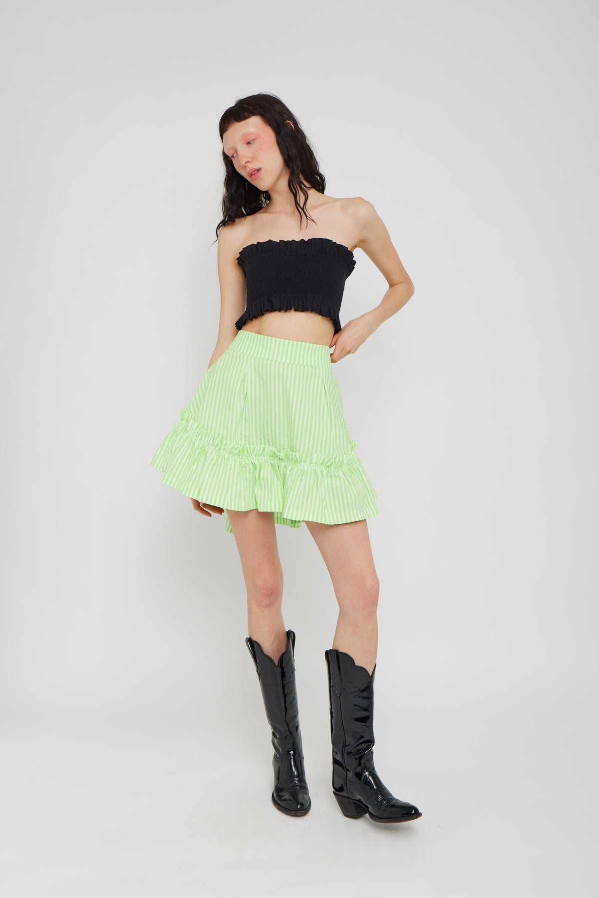 Quinoa Skirt Green Candy Stripe