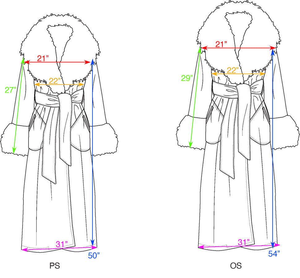 Shearling Duster Robe Size Guide