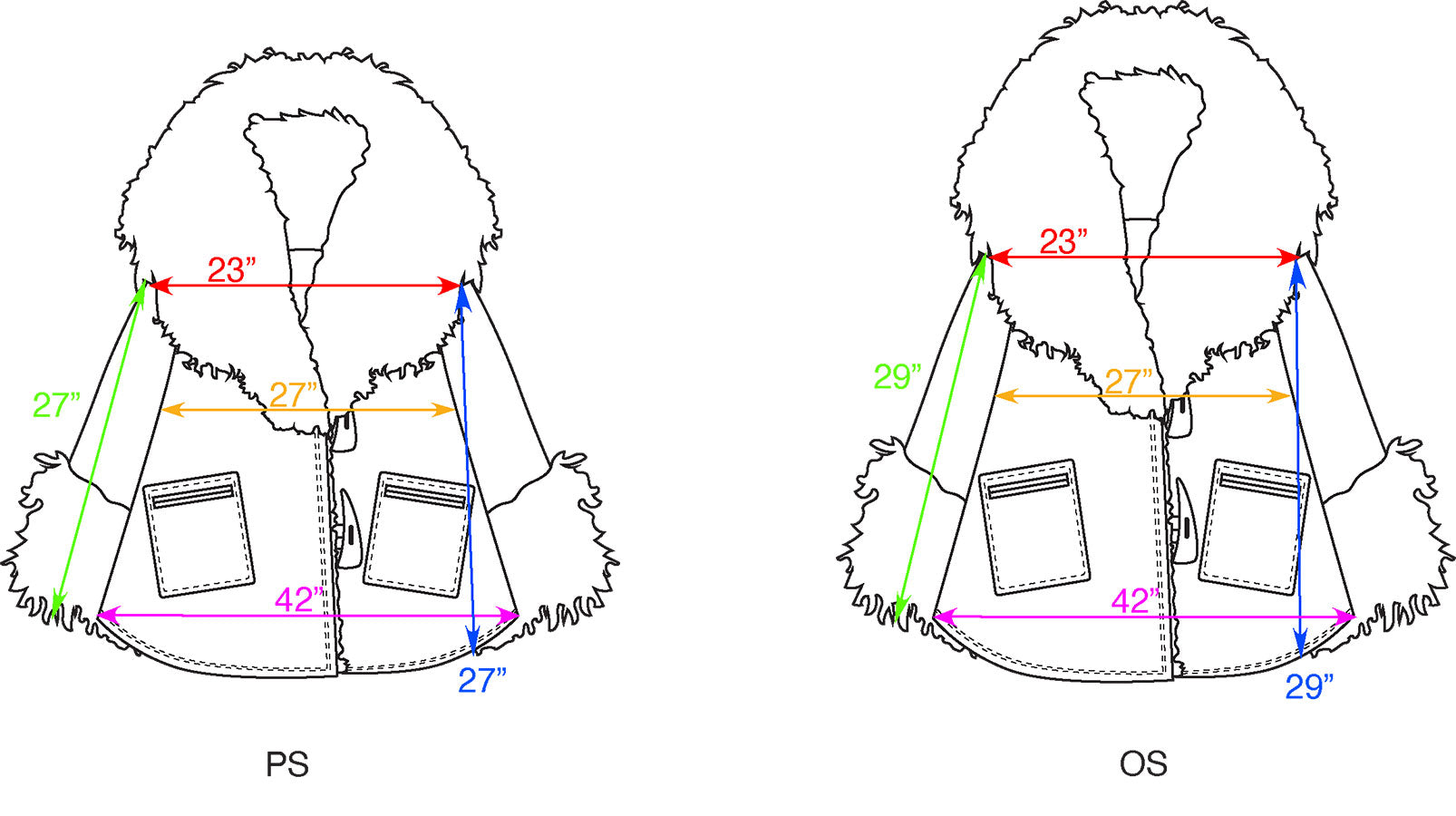 Shearling Cloak Size Guide