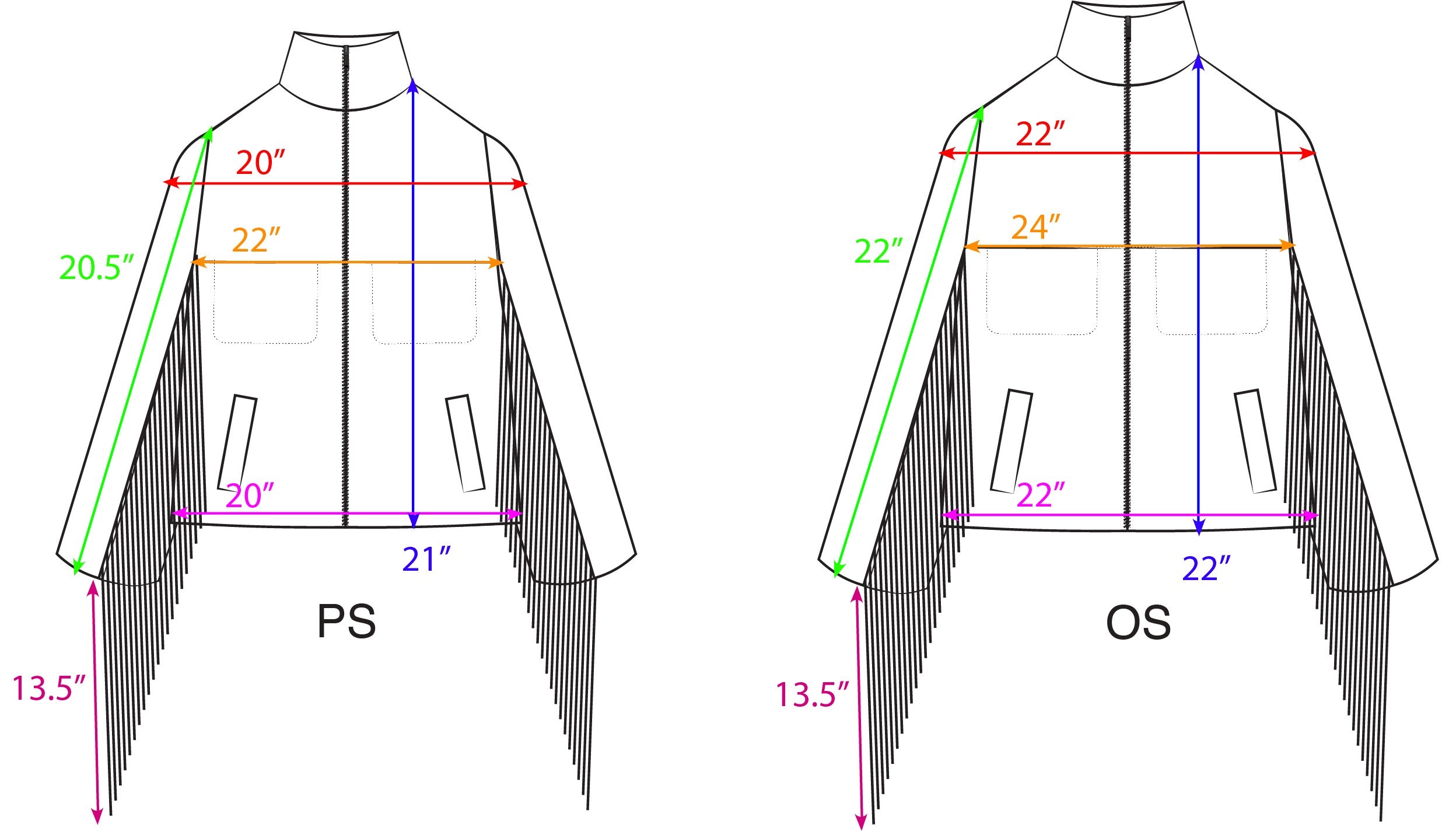 Cropped Fringe Archer Size Guide